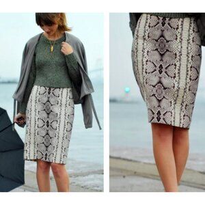 J. Crew No. 2 Wool - Silk Pencil Snakeskin Print Skirt